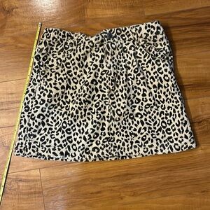 Leopard print denim mini skirt